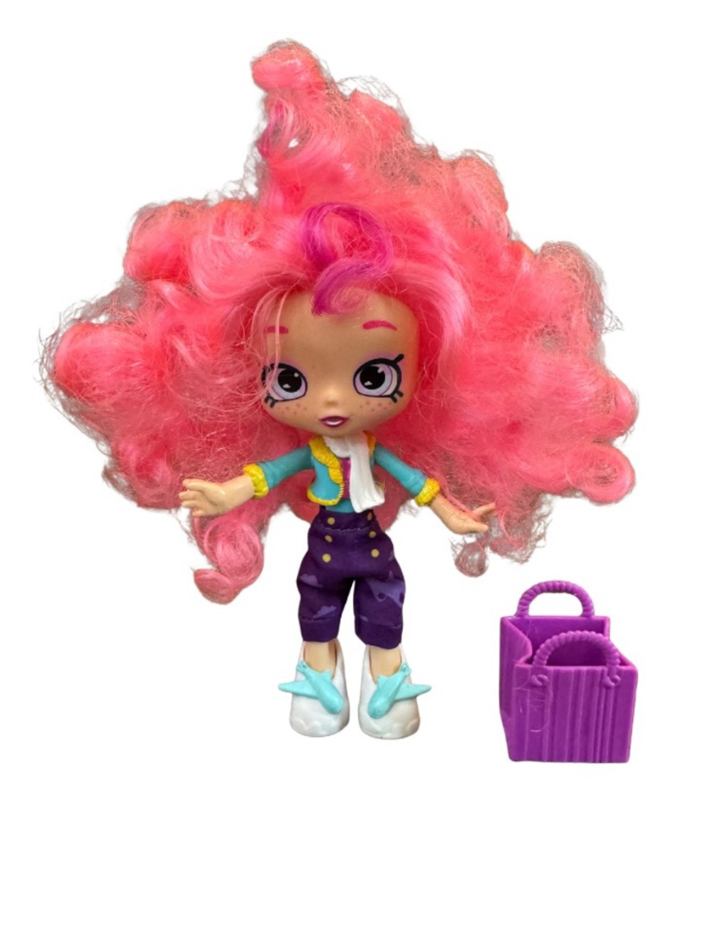 Shopkins Pink Hair Doll with Pink and Yellow Play Van - Picture 2 of 11